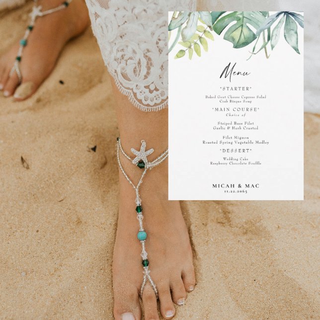 Menü "Tropical Foliage Wedding Reception" Einladung (Von Creator hochgeladen)