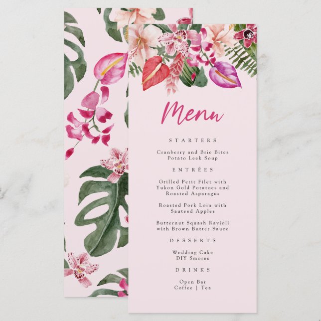 Menu Tropical Rose (Devant / Derrière)