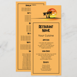 Menu Tropical Sunrise, Restaurant Mince