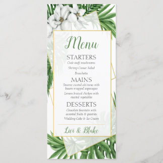 Menü "Tropical Themed Wedding" Menükarte