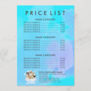 Menu Turquoise Animaux domestiques assis Chien Chat Spa