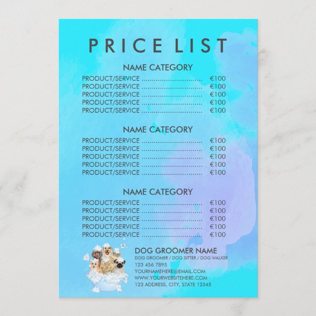 Menu Turquoise Animaux domestiques assis Chien Chat Spa (Devant)