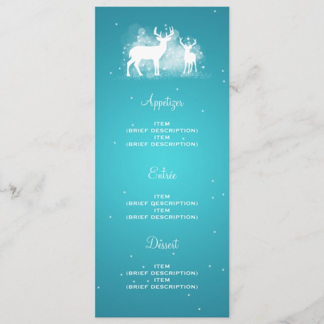 Menu Turquoise élégante d'étincelle de cerfs communs (Devant)