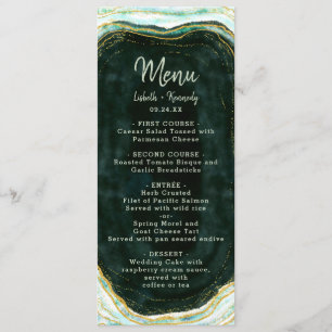 Menu Turquoise Green & Gold Agate Marble Geode Rock Dîn