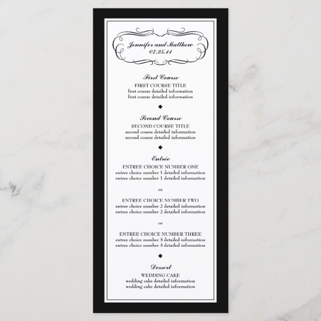 Menu Tuxedo en noir et blanc (Devant)