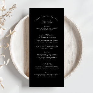 Menu Tuxedo Noir Classique Calligraphie Mariage officie