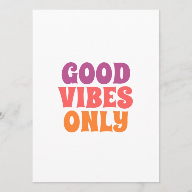 Menu Typographie d'art mural Good Vibes Only (Devant)
