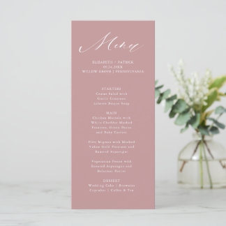 Menu Typographie de script élégante Dusty Rose