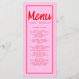 Menu Typographie d'écriture manuscrite rouge rose Retro