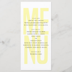 Menu Typographie jaune simple moderne pour dîner de mar