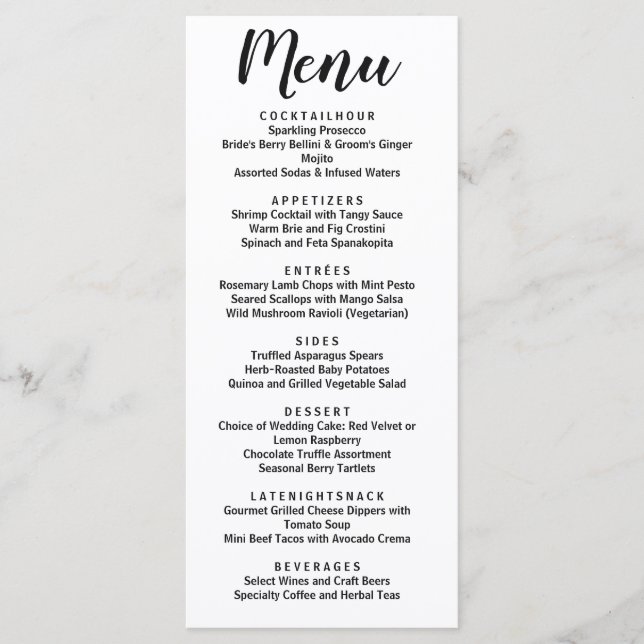 Menu Typographie minimaliste classique moderne (Devant)