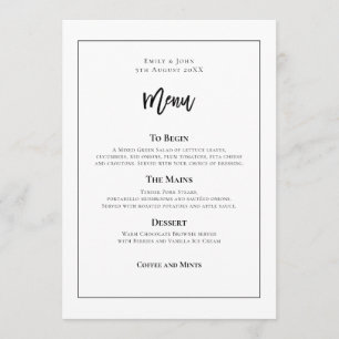 Menu Typographie Noire Et Cadre Élégants