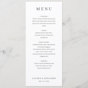 Menu Typographique Blanc Élégant