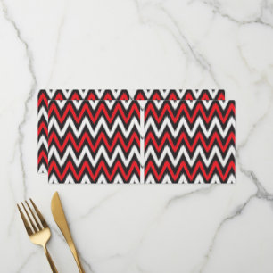 Menu un motif en zigzag rouge et noir sur fond blanc