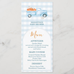 Menu Un Petit Camion Bleu Citrouille En vichy Baby show