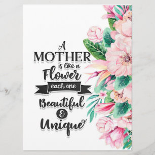 Menu Une mère est comme un cadeau de fleurs, cadeau de 