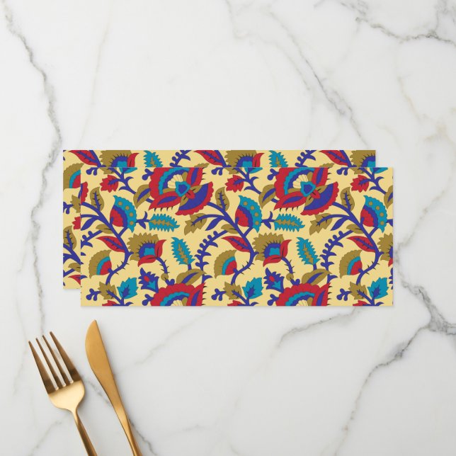 Menu Une pièce d'art textile vibrante avec du rouge aud (Devant/Arrière en situation)