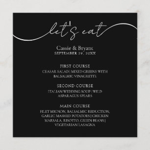 Menu unique moderne Mariage noir et blanc