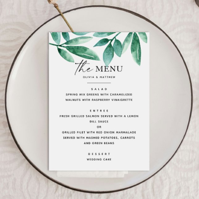 Menu Végétation d'été boisée. Mariage botanique floral (Créateur téléchargé)