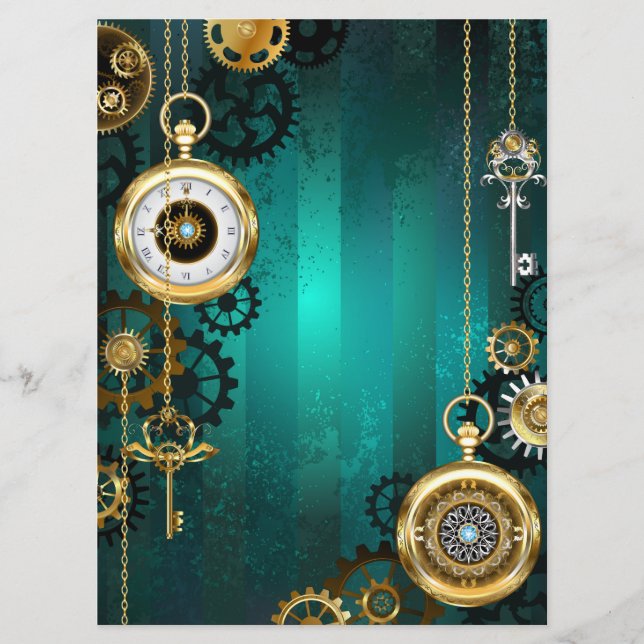 Menu Veille bijoux Steampunk sur un Arrière - plan vert (Devant)