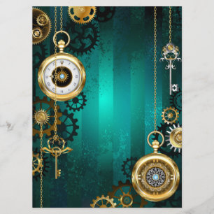 Menu Veille bijoux Steampunk sur un Arrière - plan vert
