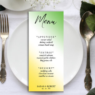 Menu Vert blanc & or jamaïcain diagonal Ombre Mariage
