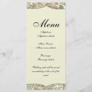 Menu Vert doux Vintage William Morris Honeysuckie