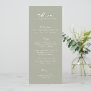 Menu Vert Élegant Mariage Classique Subtil