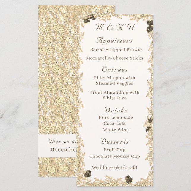 Menü "verzierte Rose" Menükarte (Vorne/Hinten)