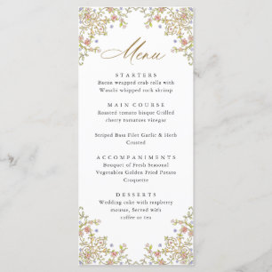 Menu Victorian Ornate Grace Bohemian Dîner Mariage