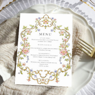 Menu Victorian Ornate Grace Bohemian Dîner Mariage