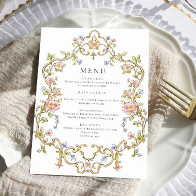 Menu Victorian Ornate Grace Bohemian Dîner Mariage (Créateur téléchargé)