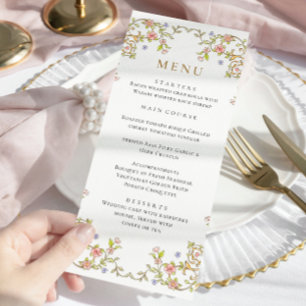 Menu Victorian Ornate Grace Bohemian Dîner Mariage
