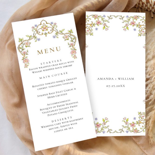 Menu Victorian Ornate Grace Bohemian Dîner Mariage (Créateur téléchargé)