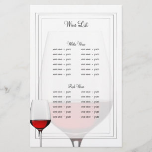 Menu Vin Rouge Verre