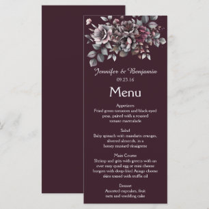 Menu Vin, Violet Poussiéreux, Mariage Sombre de Teal