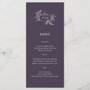 Menu Vins citrouilles Plum foncé violet Monogramme Mari