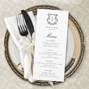 Menu Vintage Baroque Monogram Crest Mariage