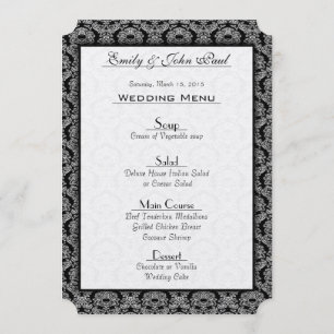 Menu vintage Black Mariage damassé