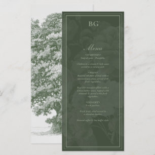 Menu Vintage Botanique Vert Jardin Mariage Thème