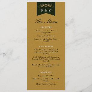 Menu Vintage Chic Gold Black Library Mariage de couvert