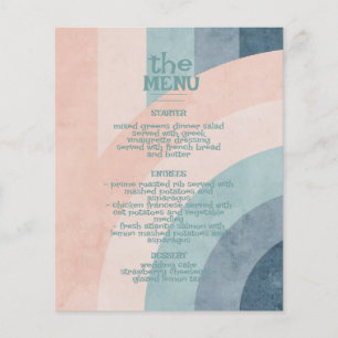 Menu vintage de Mariage arc-en-ciel les années 70