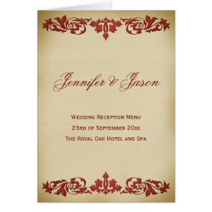 Menu vintage de mariage de style de rouleau de