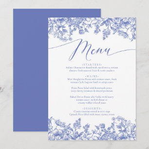 Menu Vintage Dusty Blue Floral Chinoiserie Botanique