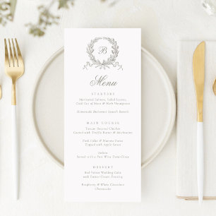 Menu vintage Élégant Chêne Olive Botanique Wreath 