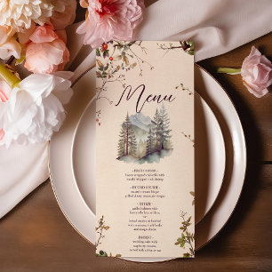 Menu Vintage Forêt de montagne Mariage À feuillage pers