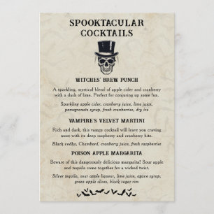 Menu Vintage Halloween Spooktacular Signature Cocktail
