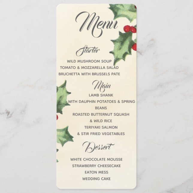 Menu Vintage Holly (Devant)