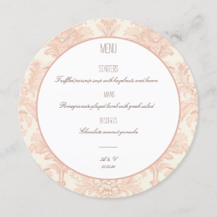 Menu vintage Mariage damassé Menu Round