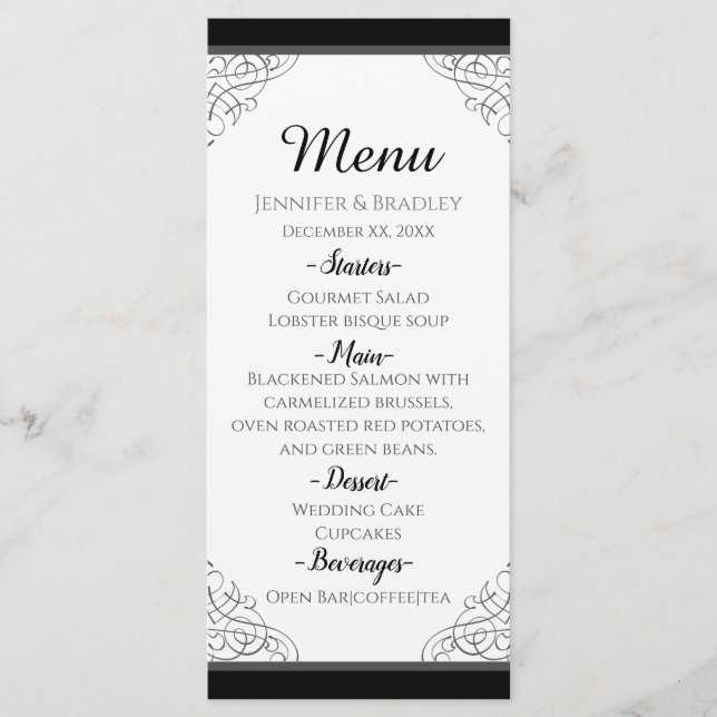Menu Vintage Mariage  noir (Devant)